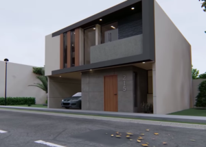 plano de casa moderna para terreno 8x10m